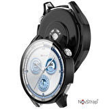 NovStrap Huawei Watch Gt5 46mm ile Uyumlu Ekran Koruyucu Cam ve Kasa Koruyucu Kılıf Sert Polikarbon