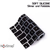 NovStrap Apple MacBook Pro 16 inç M4 A3186 A3403 ile Uyumlu Türkçe Q Klavye Koruyucu Siyah Kılıf