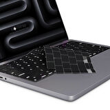 NovStrap Apple MacBook Pro 16 inç M4 A3186 A3403 ile Uyumlu Türkçe Q Klavye Koruyucu Siyah Kılıf