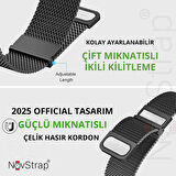 NovStrap Huawei Watch GT4 41mm GT5 41mm ile Uyumlu Kordon (18mm) Çift Mıknatıslı Lansman Metal Hasır Çelik Kayış