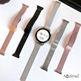 NovStrap Samsung Galaxy Watch 7 Fe 6 5 4 40-42-43-44-45-46-47 Mm ile Uyumlu Kordon 20mm Luxury Slim Metal Hasır