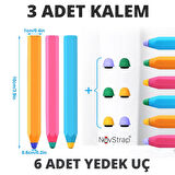 NovStrap Akıllı Tahta Kalemi Stylus Dokunmatik Tablet Kalemi 3 Adet Kalem + 6 Adet Yedek Uç