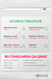 NovStrap Apple iPad Pro 13 (M4) ile Uyumlu Dokunmatik Tablet Kalemi DZ900 Avuç İçi Reddi Gen3 Stylus Pencil 2 Adet Yedek Uç
