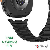 NovStrap Samsung Galaxy Watch 8 40mm 44mm Classic 46mm ile Uyumlu Kordon Klasik Çelik Metal Kordon