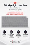 NovStrap Apple MacBook Pro 14 İnç M3 A3401 A3185 A3112 ile Uyumlu Türkçe Q Gri Füme Silikon Klavye Koruyucu Kılıf