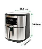 Airfryer 6.5 L Akıllı Yağsız Hava Fritözü Metallic