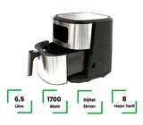 Airfryer 6.5 L Akıllı Yağsız Hava Fritözü Metallic