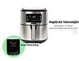 Airfryer 6.5 L Akıllı Yağsız Hava Fritözü Metallic