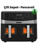 Wiami Airfryer 9 Lt Çift Sepet Camlı Akıllı Yağsız Hava
