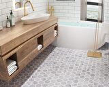 Tuqco Doğal Taş 2 inch Fileli Hexagon Carrara Eskitme Mermer Mozaik Banyo Mutfak Tezgah Arası Duvar Kaplama Döşeme Paneli