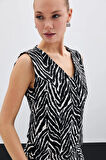 Sateen Kadın Zebra Desen Yelek 1606-6544