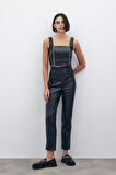 Sateen Kadın Deri Pantolon 1616-5512