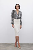 Sateen Kadın Leopar Desenli Bluz 1618-1540