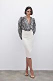 Sateen Kadın Leopar Desenli Bluz 1618-1540