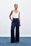 Sateen Kadın Kemer Detaylı Saten Pantolon 1956-5067