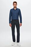 Ds Damat Slim Fit Lacivert Armürlü Gömlek 8HC02ORT13288