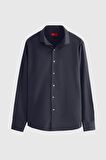 Ds Damat Slim Fit Lacivert Armürlü Gömlek 8HC02ORT13288 8HC02ORT13288