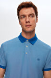Ds Damat Regular Fit Saks Mavi Polo Yaka Nakışlı Pamuk Karışımlı T-Shirt 8HC14ORT52000 8HC14ORT52000
