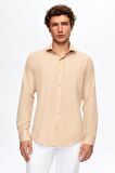 D'S Damat Slim Fit Bej İtalyan Yaka Gömlek 2HF02ORT5185
