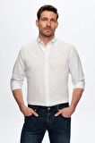 Ds Damat Slim Fit Açık Mavi Çizgili Keten Görünümlü Gömlek 0HC02ORT07265