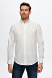 Ds Damat Slim Fit Açık Mavi Çizgili Keten Görünümlü Gömlek 0HC02ORT07265