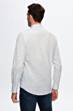 Ds Damat Slim Fit Açık Mavi Keten Görünümlü Hakım Yaka %100 Pamuk Flamlı Gömlek 0HC02ORT03091 0HC02ORT03091