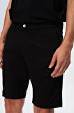 Ds Damat Slim Fit Siyah Yandan Cepli Pamuklu Chino Şort