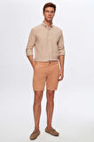 Ds Damat Slim Fit Camel Yandan Cepli Pamuklu Chino Şort