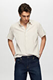 D'S Damat Slim Fit Bej Gofre Kısa Kollu Gömlek 0HC02ORT04265