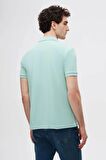 Ds Damat Regular Fit Turkuaz %100 Pamuk Polo Yaka Nakışlı T-Shirt