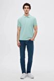 Ds Damat Regular Fit Turkuaz %100 Pamuk Polo Yaka Nakışlı T-Shirt