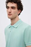 D'S Damat Regular Fit Açık Turkuaz Pike Dokulu  Pamuk Kıvrılmaz Polo Yaka Nakışlı T-Shirt 4HC14ORT51000