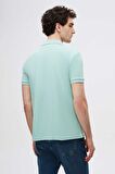 D'S Damat Regular Fit Açık Turkuaz Pike Dokulu  Pamuk Kıvrılmaz Polo Yaka Nakışlı T-Shirt 4HC14ORT51000