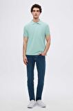 D'S Damat Regular Fit Açık Turkuaz Pike Dokulu  Pamuk Kıvrılmaz Polo Yaka Nakışlı T-Shirt 4HC14ORT51000