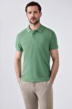 Ds Damat Regular Fit Açık Yeşil %100 Pamuk Polo Yaka Nakışlı T-Shirt