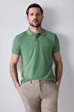 Ds Damat Regular Fit Açık Yeşil %100 Pamuk Polo Yaka Nakışlı T-Shirt