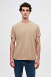 Ds Damat Slim Fit Bej V Yaka %100 Pamuk T-Shirt 4HC141996755M