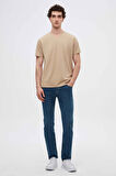 Ds Damat Slim Fit Bej V Yaka %100 Pamuk T-Shirt 4HC141996755M