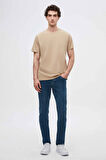 Ds Damat Slim Fit Bej Bisiklet Yaka %100 Pamuklu Nefes Alabilen T-Shirt 4HC141996753M