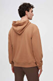 Twn Relaxed Fit Tütün Nakışlı 3 İplik Kapüşonlu Sweatshirt