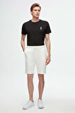 Ds Damat Slim Fit Ekru Beli Lastikli Kordon Detaylı Rahat Pamuklu Örme Şort 3HC13ORT21021