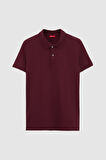 Regular Fit Mürdüm %100 Pamuklu Uzun Ömürlü Kıvrılmaz Polo Yaka Nakışlı T-Shirt 4HC14ORT51000