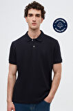 Ds Damat Regular Fit Lacivert %100 Pamuklu Uzun Ömürlü Kıvrılmaz Polo Yaka Nakışlı T-Shirt