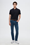 Ds Damat Regular Fit Lacivert %100 Pamuklu Uzun Ömürlü Kıvrılmaz Polo Yaka Nakışlı T-Shirt
