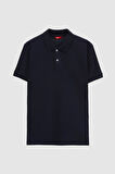 Ds Damat Regular Fit Lacivert %100 Pamuklu Uzun Ömürlü Kıvrılmaz Polo Yaka Nakışlı T-Shirt