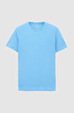 Ds Damat Slim Fit Açık İndigo Bisiklet Yaka %100 Pamuklu Nefes Alabilen T-Shirt