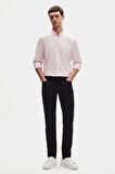 Ds Damat Comfort Pembe Düğmeli Yaka Rahat Kesim Keten Görünümlü %100 Pamuk Gömlek 2HC02ORT64265