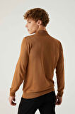 Ds Damat Regular Fit Camel Pamuk Karışımlı Yarım Balıkçı Triko Kazak