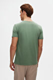 Ds Damat Slim Fit Yeşil Bisiklet Yaka %100 Pamuklu Nefes Alabilen T-Shirt