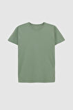 Ds Damat Slim Fit Yeşil Bisiklet Yaka %100 Pamuklu Nefes Alabilen T-Shirt